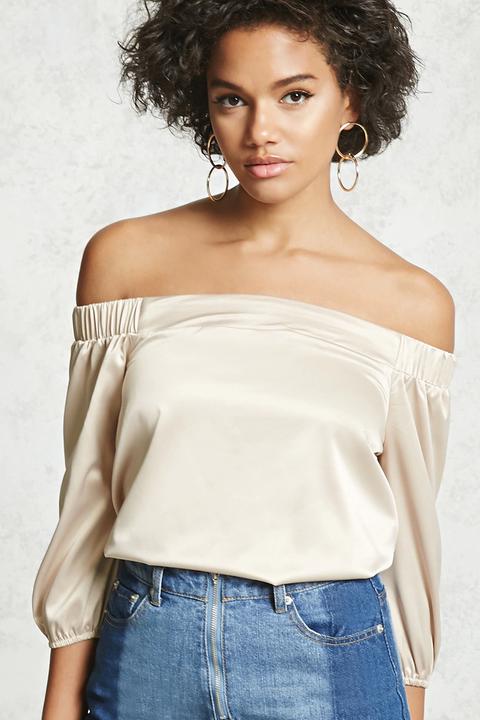 Satin Off-the-shoulder Top