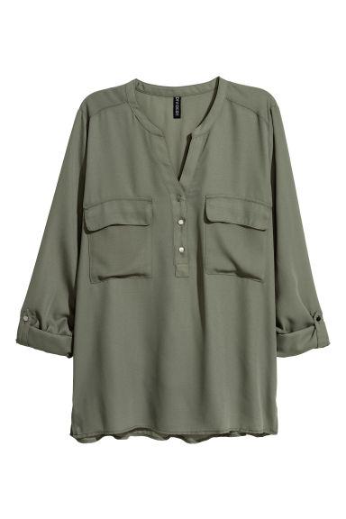 H & M - Blusa Con Escote De Pico - Verde