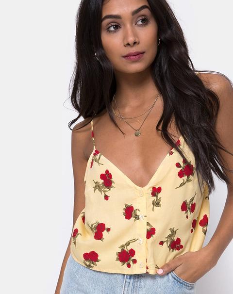 Sanami Cami Top In Falling Rose Yellow