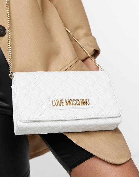 Love Moschino Quilted Crossbody Bag In White