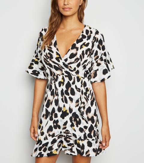 ax paris off white leopard print dress