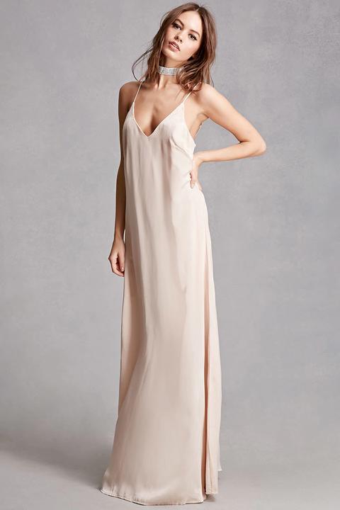 satin v neck maxi dress