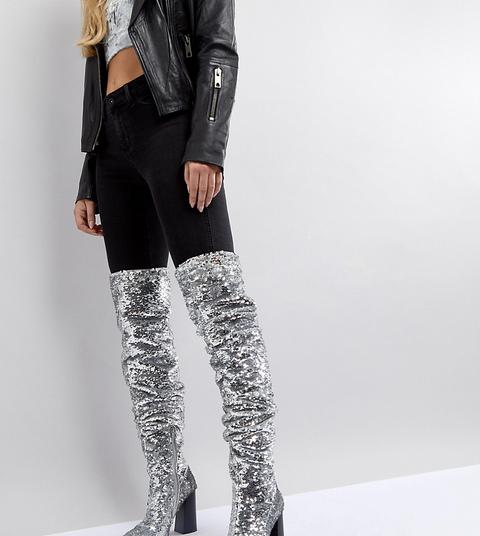 Botas Por Encima De La Rodilla Con Lentejuelas Killer Bee De Asos