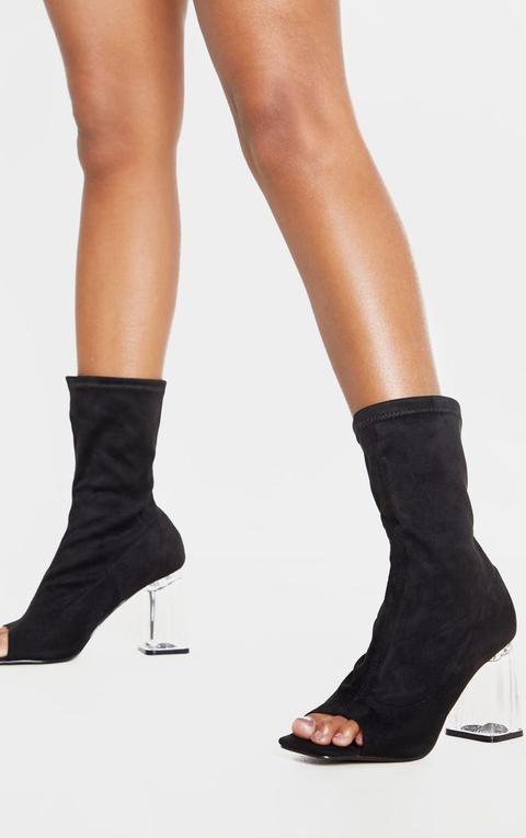 botte chaussette talon transparent