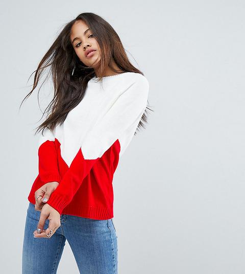 Asos Tall - Maglione Pesante Con Motivo A Spina Di Pesce - Rosso