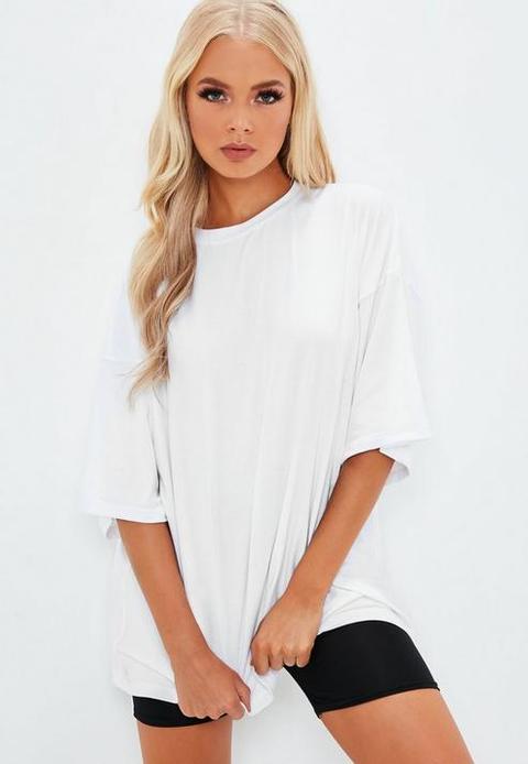 White Drop Shoulder Oversized T Shirt, White