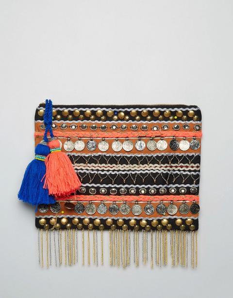 Clutch Con Borlas Y Monedas De Metal De Asos