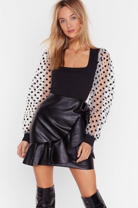 Womens Spots Going On Organza Balloon Sleeve Blouse
