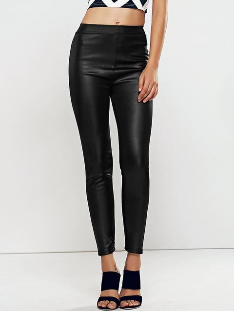 In Pelle A Vita Alta Faux Skinny Leggings