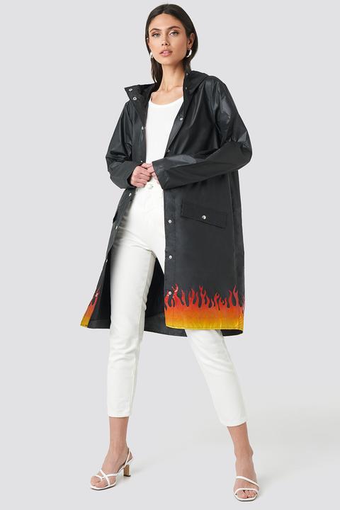 Set On Fire Rain Coat Black