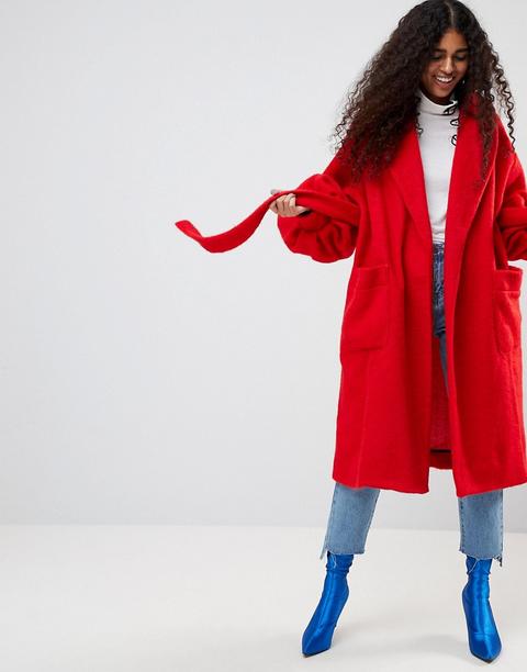 Asos Made In Kenya - Cappotto Con Maniche A Palloncino - Rosso