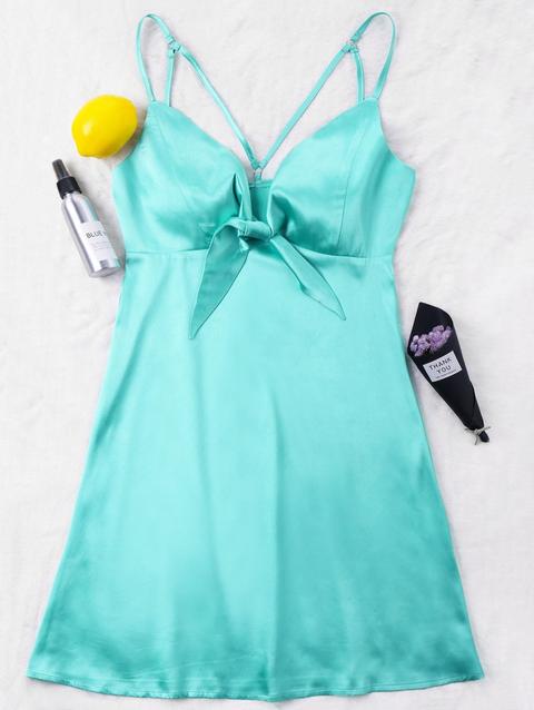 Mini Vestito Da Festa In Raso Green