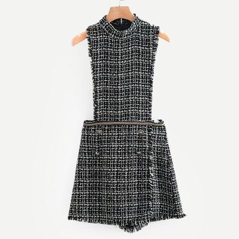 Mock Neck Tweed Jumpsuit