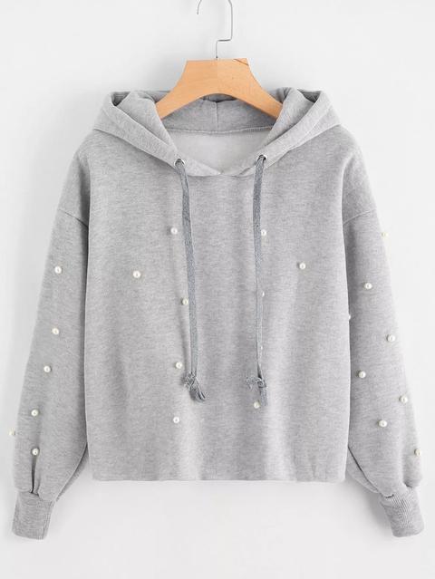 Sudadera Con Capucha Y Perlas