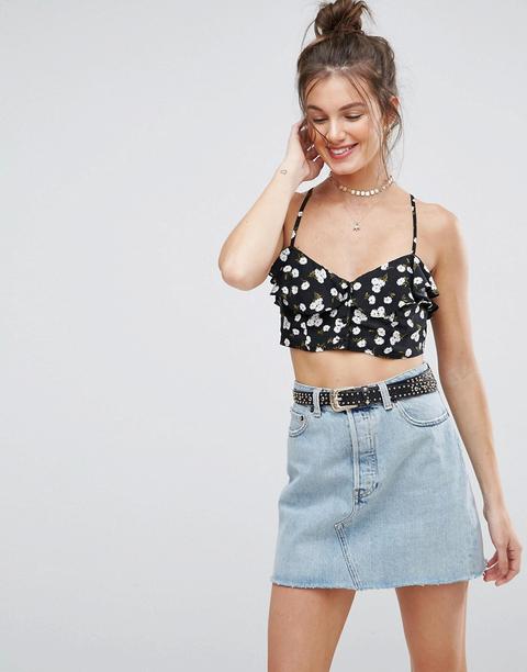 Top De Tirantes Estilo Corpiño Con Botones En La Parte Delantera Y Estampado Floral De Asos