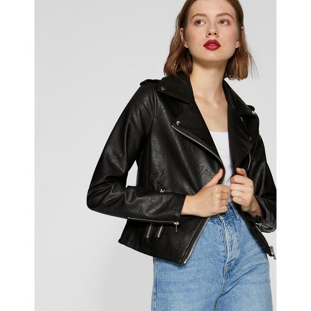 stradivarius faux leather jacket