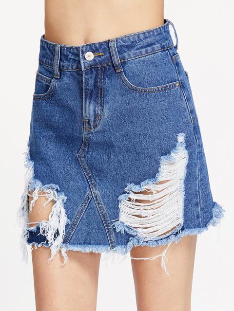 Una Linea Gonna Jeans Con Pausa Blu