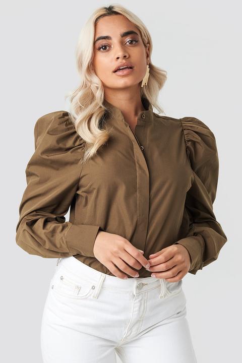 Puff Shoulder Cotton-blend Shirt