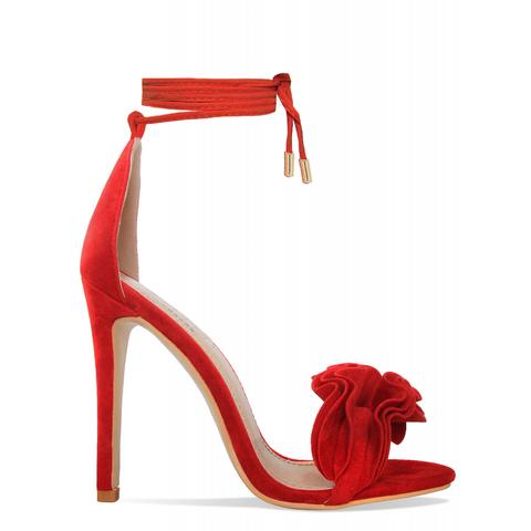 Buy > red ruffle heels > in stock