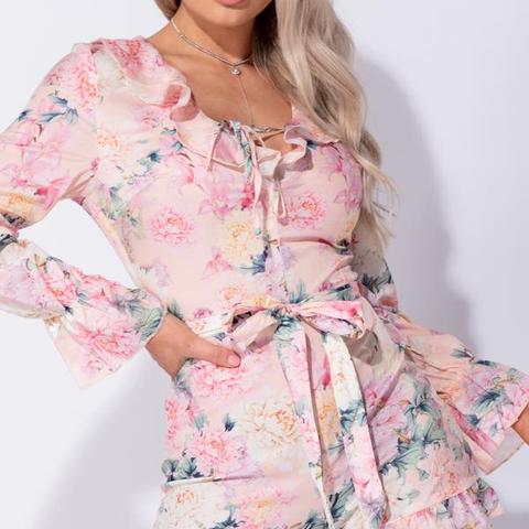 long sleeve frill playsuit