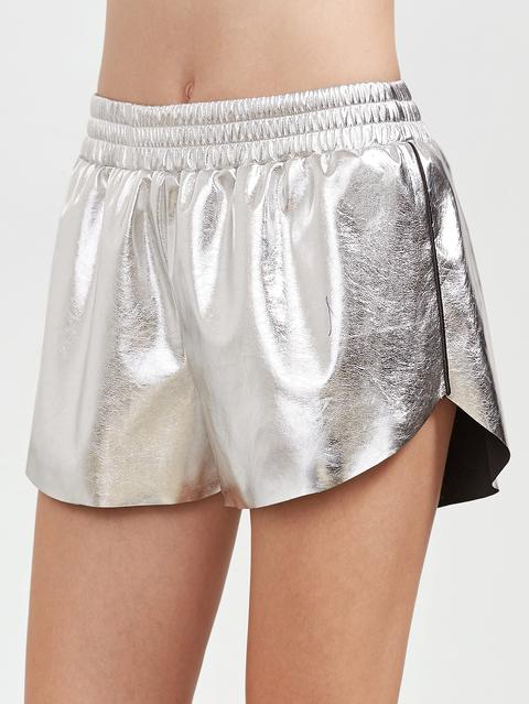 Shorts Similpelle - Argento Metallizzato