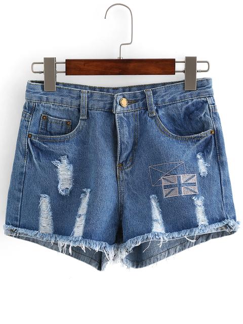 Shorts Bordado Denim