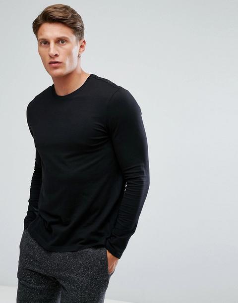 Camiseta Negra De Manga Larga De Burton Menswear