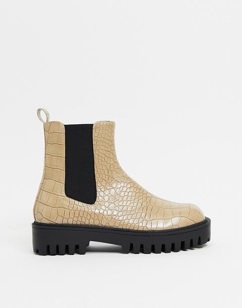 Raid Zinnia Chelsea Boots In Beige Croc-neutral