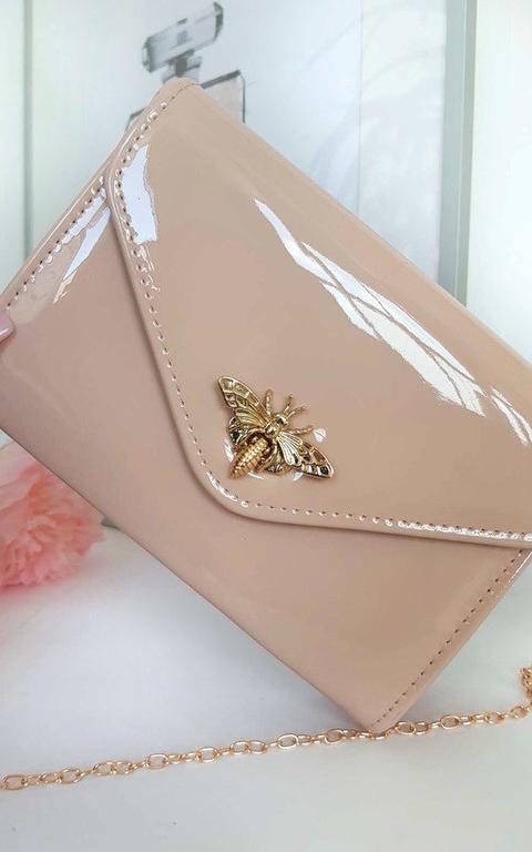 Lara Bee Embellished Envelope Clutch Bag In Nude