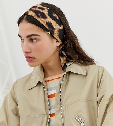 Monki Head Scarf In Leopard Print
