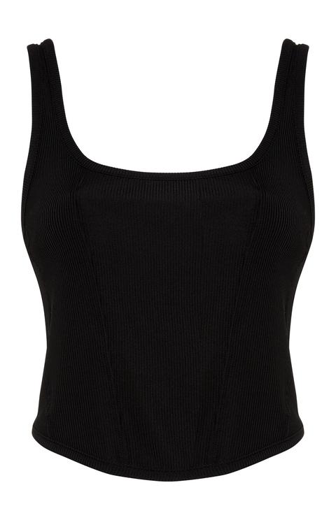 Black Ribbed Corset Vest