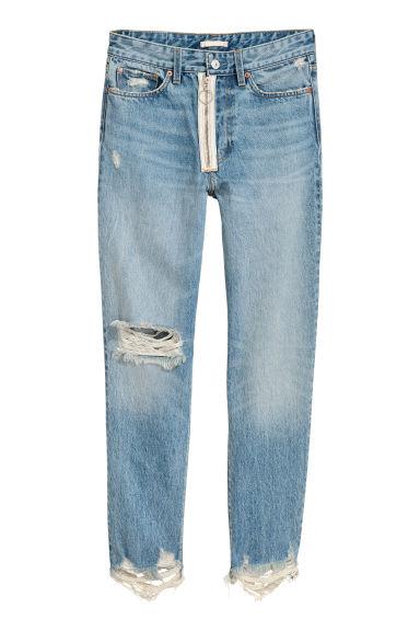 H & M - Loose Fit Trashed Jeans - Azul