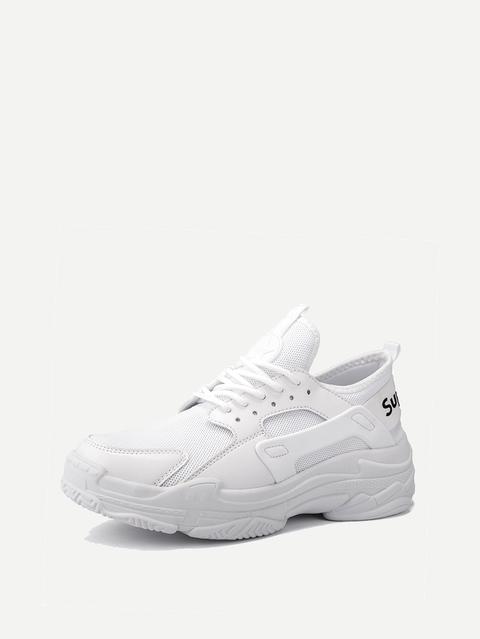 Zapatillas De Hombres De Suela Gruesa Con Cordón