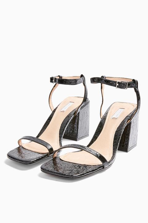 Womens Nora Black Square Block Heels - Black, Black