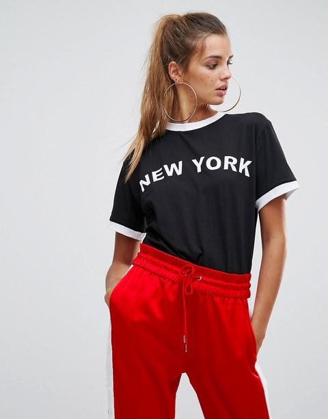 "chorus - T-shirt Con Scritta "new York" - Nero