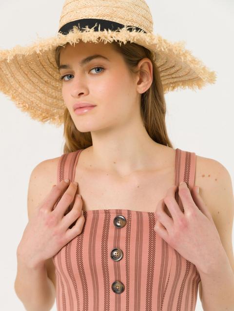 Top A Righe Con Bottoni Var Rosa