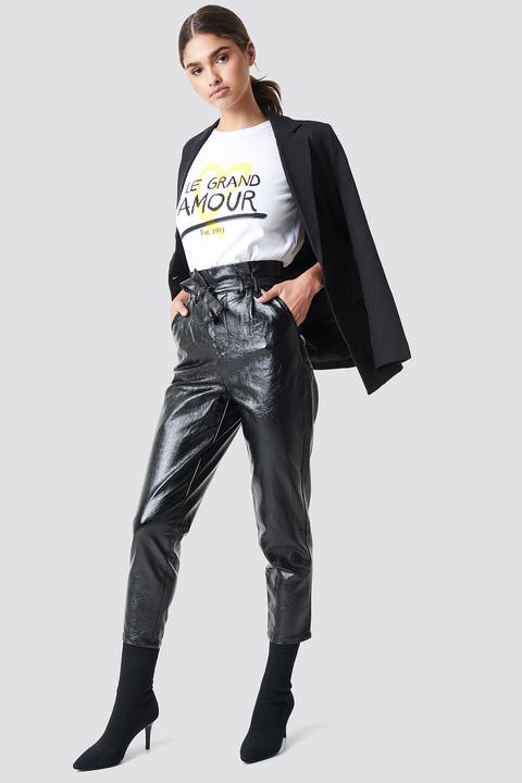 Paperwaist Patent Leather Pants Schwarz