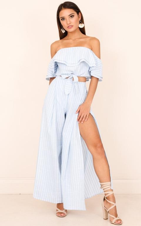 Count Your Lucky Stars Two Piece Set In Blue Stripe