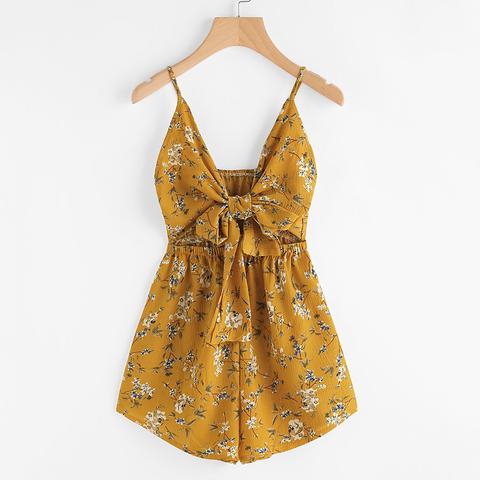 Mono Con Estampado Floral Con Abertura Con Nudo