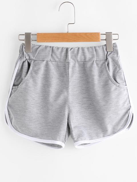 Shorts Contraste De Cintura Elástica