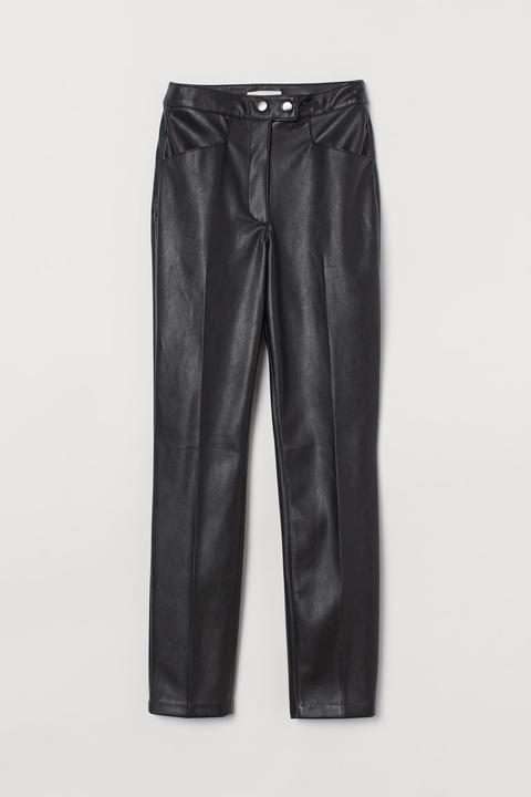 Imitation Leather Trousers - Black