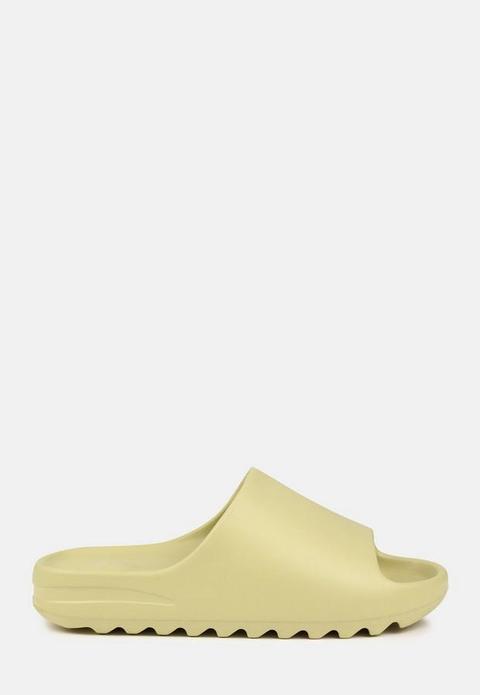 Lime Ridged Sole Sliders, Lime