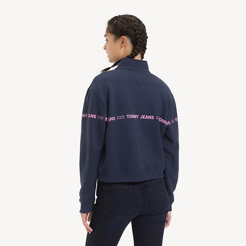 tommy jeans logo tape fleece sweatshirt