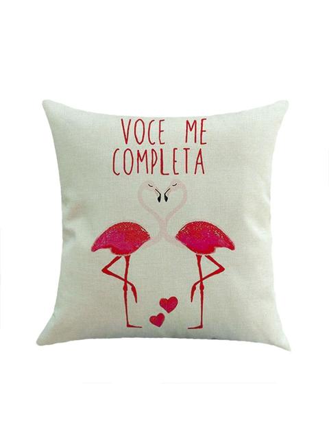 Funda De Almohada Con Estampado De Pareja Flamingo