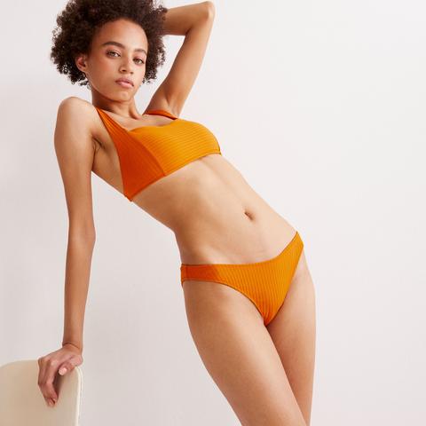 Bas De Maillot Culotte Imprimé Hawaïen - Orange