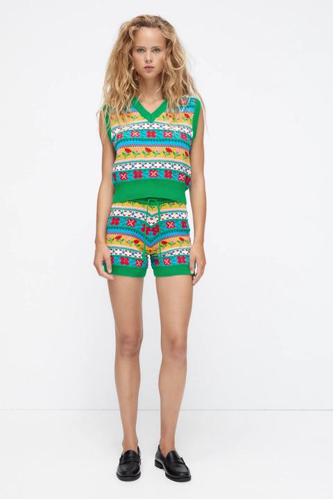 Shorts Punto Jacquard Flores