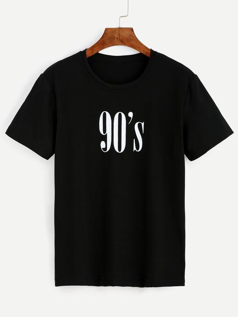 Camiseta Estampado Números - Negro