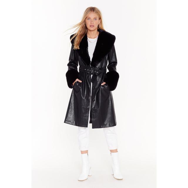 trench coat with faux fur collar