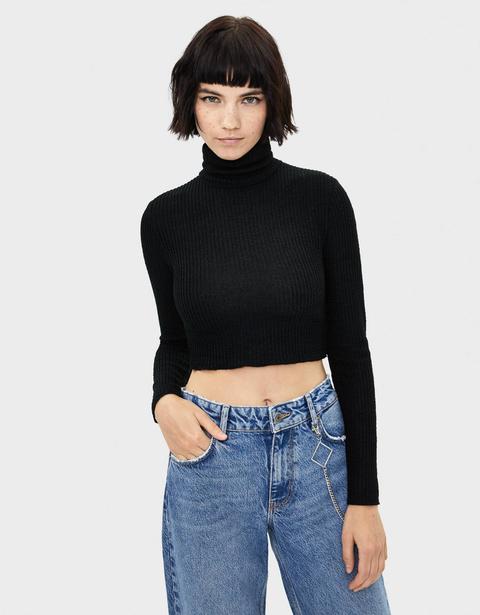 Jersey Cropped Con Cuello Vuelto