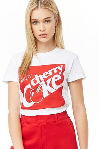 Forever 21 Enjoy Cherry Coke Graphic Tee White/red